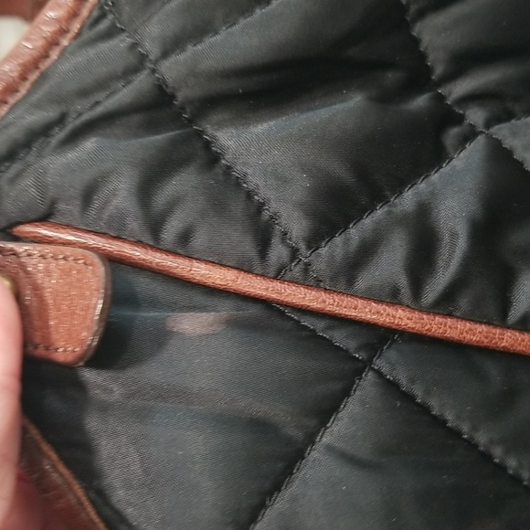 Brahmin Vintage Extra Large Tote Shoulder Bag Black Nylon Brown Leather Trim - Picture 12 of 13